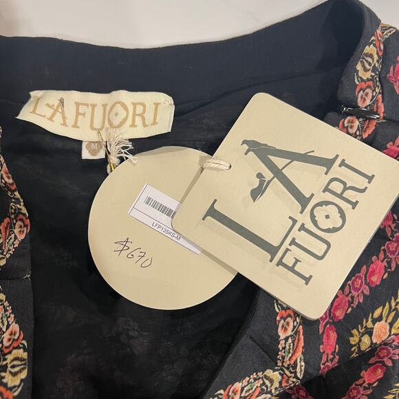 NWT La Fuori 100% silk flare midi skirt medium boho floral print side zip - Picture 3 of 9